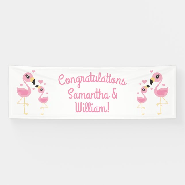 Flamingo Baby Shower Cute Tropical Banner (Horizontal)