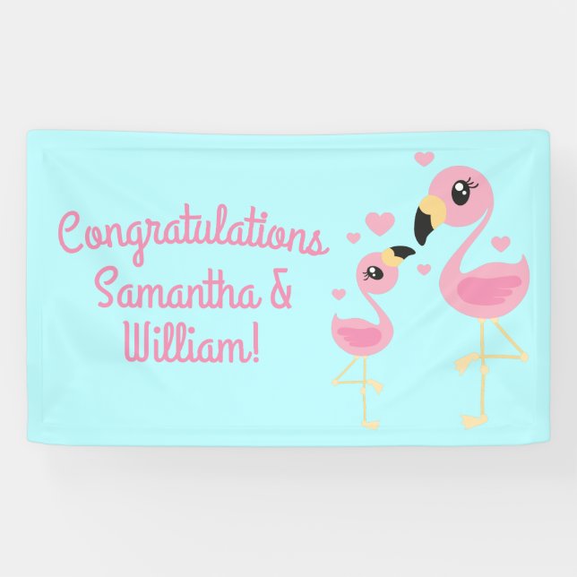 Flamingo Baby Shower Cute Tropical Banner (Horizontal)