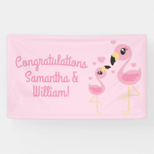 Flamingo Baby Shower Cute Tropical Banner