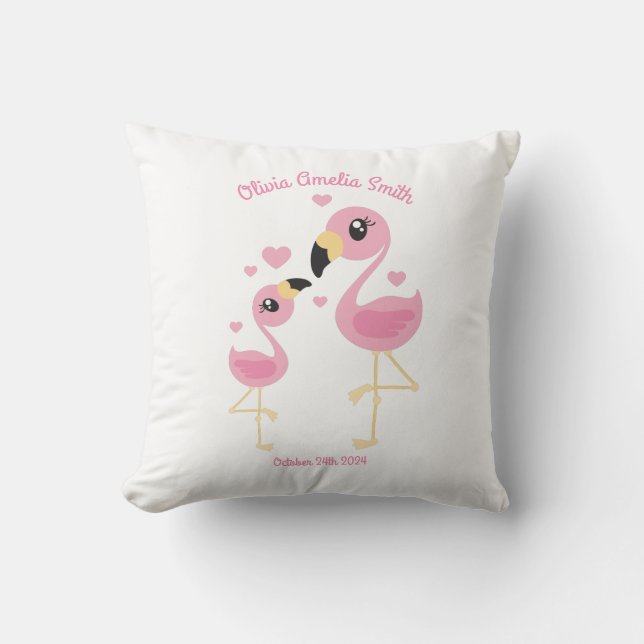 Flamingo Baby Shower Cute Tropical Cushion (Front)