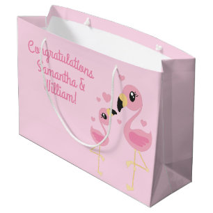 Flamingo Baby Shower Cute Tropical Large Gift Bag