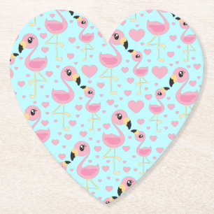 Flamingo Baby Shower Cute Tropical Paper Coaster