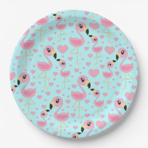 Flamingo Baby Shower Cute Tropical Paper Plate