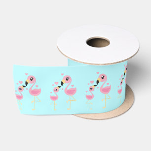 Flamingo Baby Shower Cute Tropical Satin Ribbon