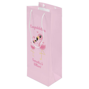 Flamingo Baby Shower Cute Tropical Wine Gift Bag