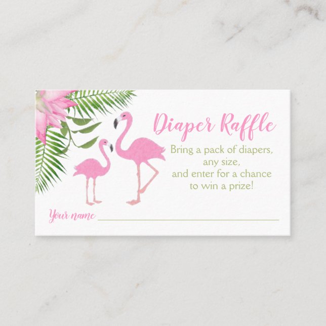 Flamingo Baby Shower Diaper Raffle Ticket (Front)