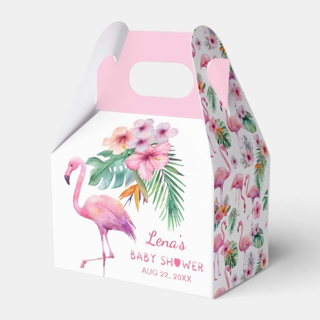 Flamingo Baby Shower Favour Box – Tropical Pink (Back Side)