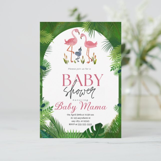 Flamingo Baby Shower Invitation (Standing Front)