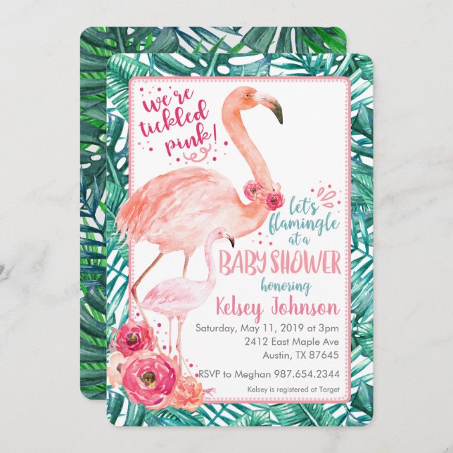 Flamingo Baby Shower Invitation (Front/Back)