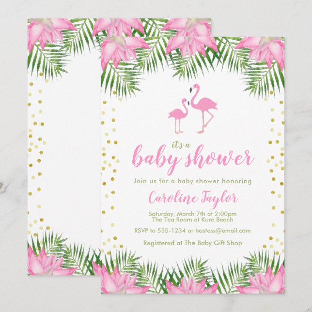 Flamingo Baby Shower Invitation (Front/Back)