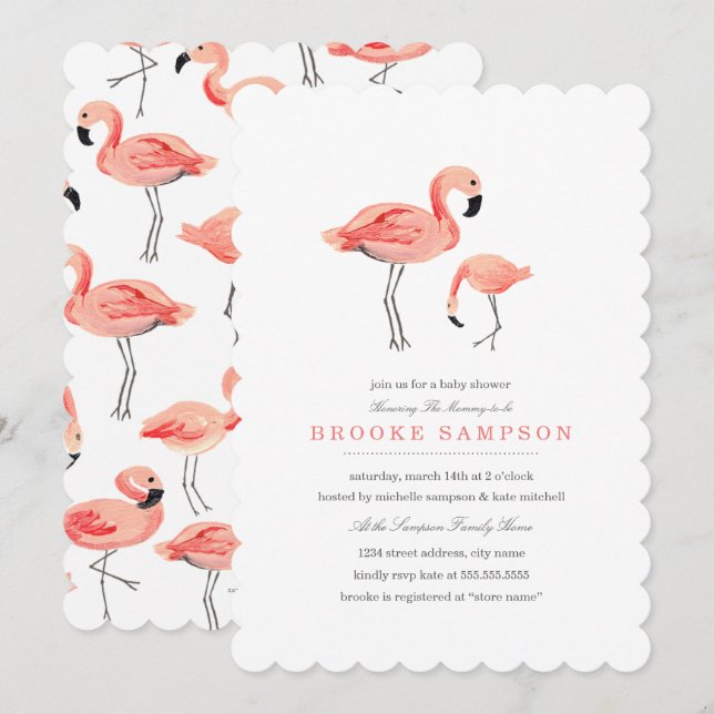 Flamingo Baby Shower Invitation (Front/Back)