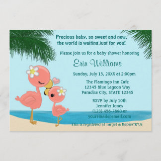 Flamingo Baby Shower invitation Mummy Kiss