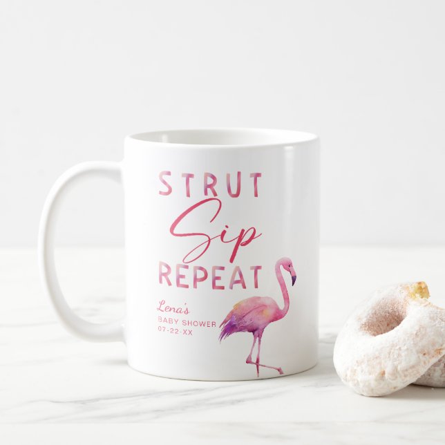 Flamingo Baby Shower Mug – Strut Sip Repeat (With Donut)