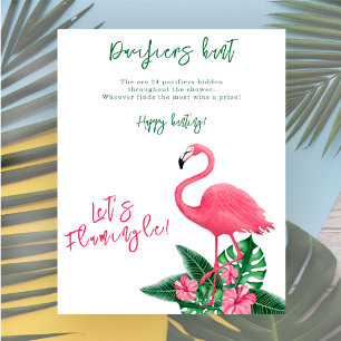 Flamingo baby shower Pacifier hunt game Poster