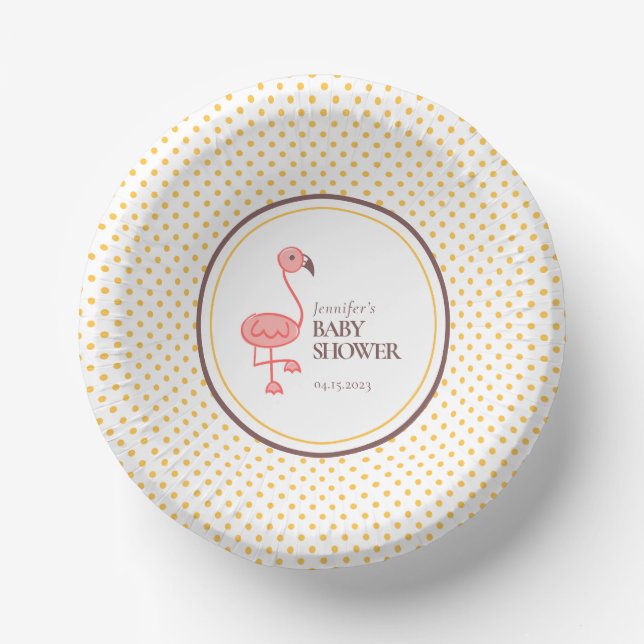 Flamingo Baby Shower Paper Plate (Front)