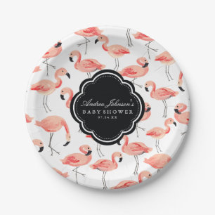Flamingo Baby Shower Paper Plate