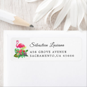 Flamingo Baby Shower Return Address