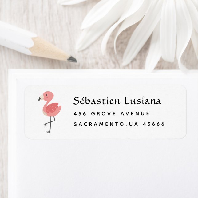 Flamingo  Baby Shower Return Address (Insitu)