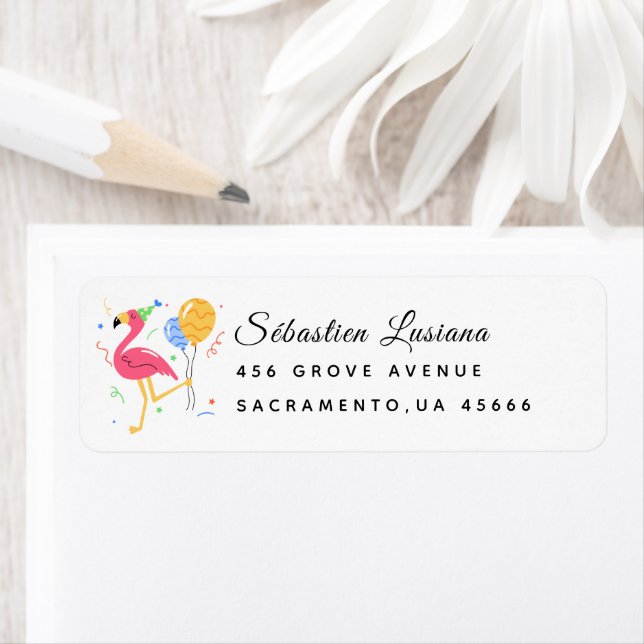 Flamingo  Baby Shower Return Address (Insitu)