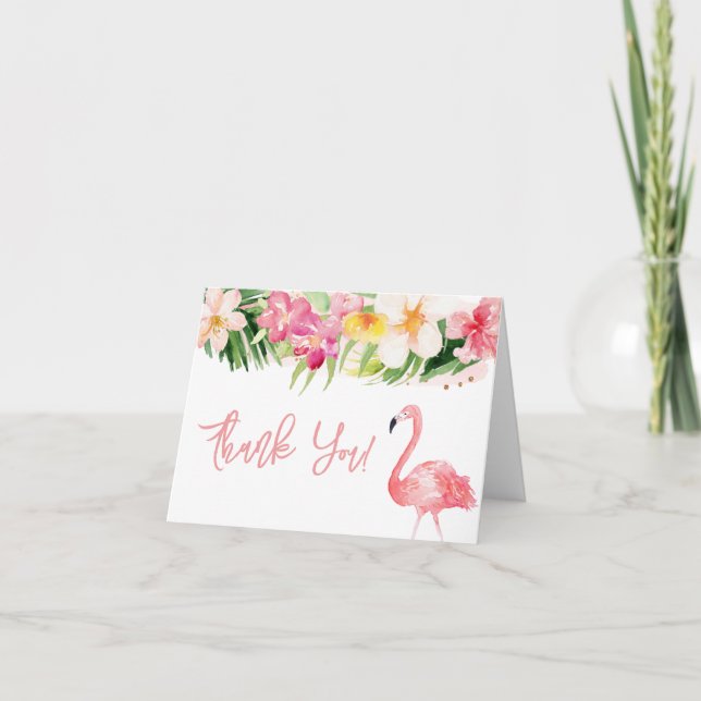 Flamingo Baby Shower Thank You Card (Front)