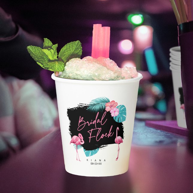 Flamingo Bachelorette Bridal Flock ID930 Paper Cups (Creator Uploaded)