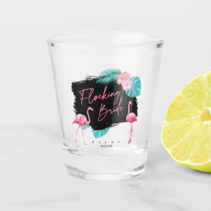 Flamingo Bachelorette Flocking Bride ID930 Shot Glass