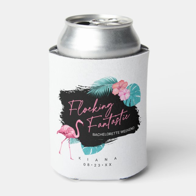 Flamingo Bachelorette Flocking Fantastic V2 ID930 Can Cooler (Can Front)