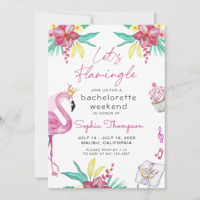 Flamingo Bachelorette Party Invitation (Front)