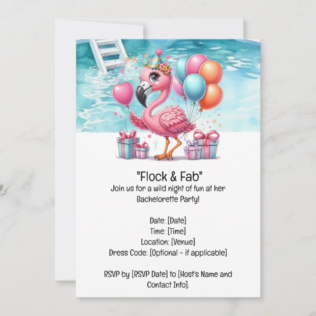 Flamingo Bachelorette party  Invitation (Front)