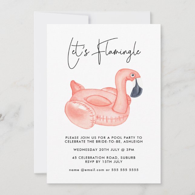 Flamingo Bachelorette Pool Party  Invitation (Front)