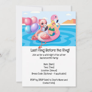 Flamingo Bachelorette Pool Party  Invitation