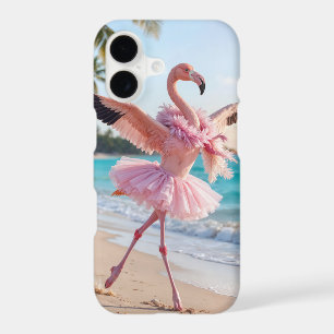 Flamingo Ballerina In a Pink Tutu On the Beach