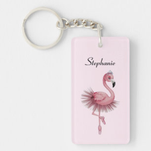 Flamingo Ballet Dancer Personalised Key Ring