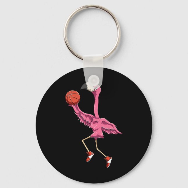Flamingo Basketball Flamingo Playing Basketball Fl Key Ring (Front)