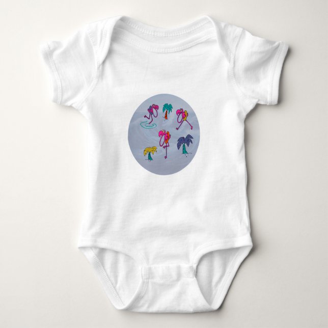 Flamingo Beach Baby Bodysuit (Front)
