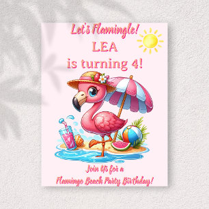 Flamingo Beach Birthday Invitation Let's Flamingl