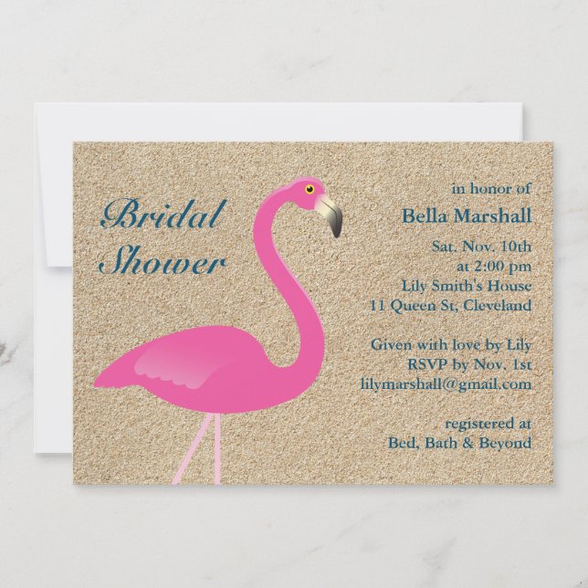 Flamingo Beach Bridal Shower Invitation (Front)