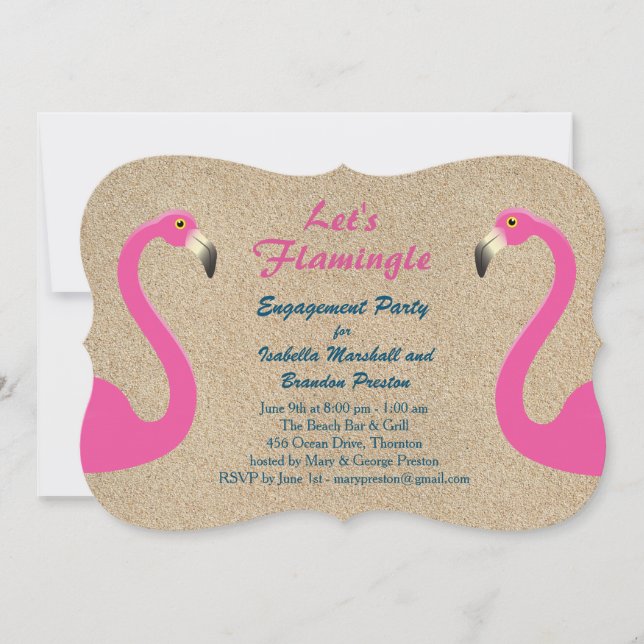 Flamingo Beach Engagement Party Invitation (Front)