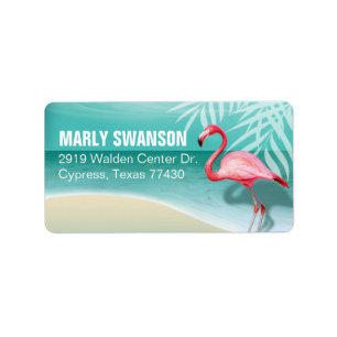 Flamingo Beach Mailing aqua Label
