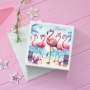 Flamingo Beach Party Thank You Square Sticker