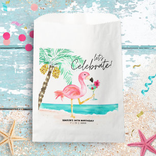 Flamingo Beach Party Tropical Birthday Favour Bags