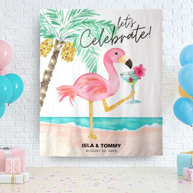 Flamingo Beach Party Tropical Tapestry (Creator Uploaded)