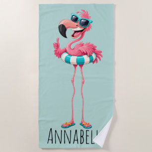 Flamingo Beach Personalise Towel