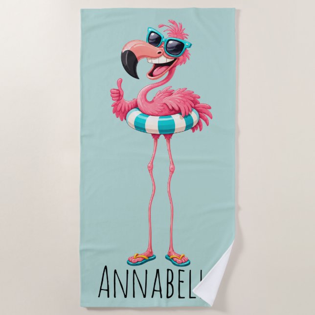 Flamingo Beach Personalise Towel (Front)