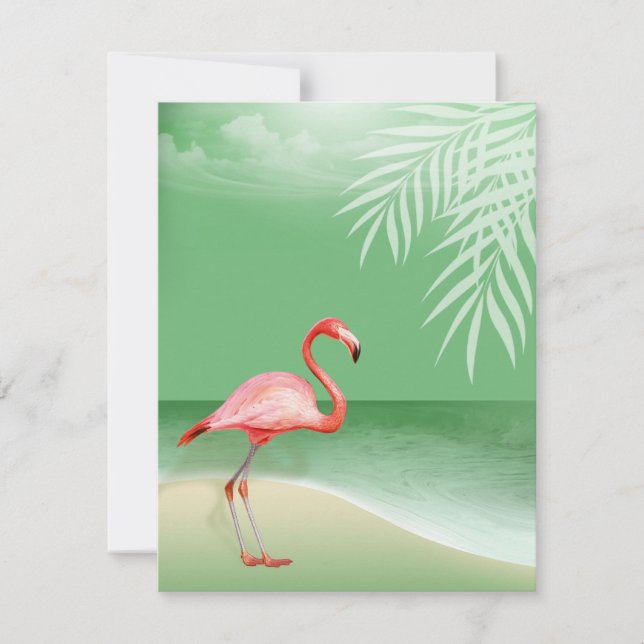 Flamingo Beach Reception Details | jade Invitation (Front)
