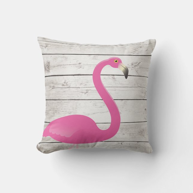 Flamingo Beach Sign Outdoor Pillow (Front)
