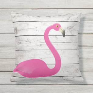 Flamingo Beach Sign Outdoor Pillow