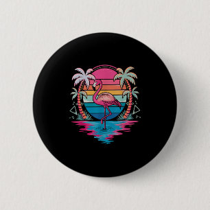 Flamingo Beach Summer Vibes Palm Tree Tropical Sum 6 Cm Round Badge