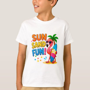 ☀️ Flamingo Beach Vacation Style For Kids 🌴 T-Shirt