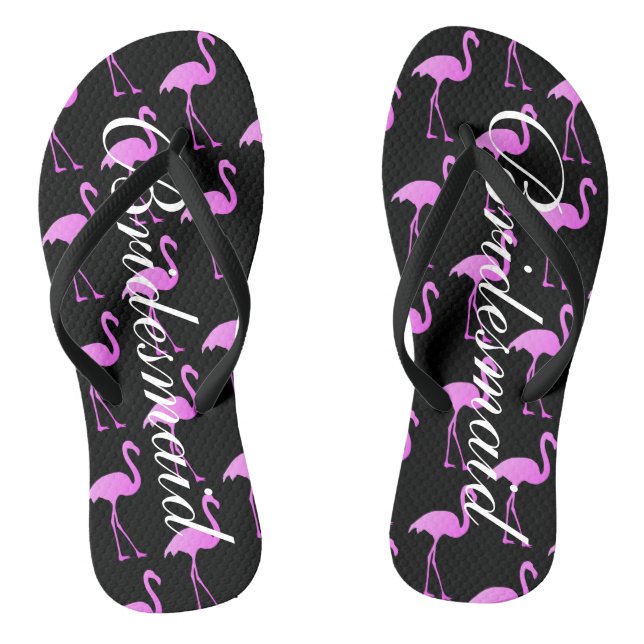 Flamingo beach wedding flip flops for bridesmaids (Footbed)